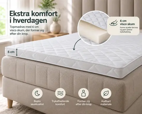 Visco 6cm topmadras naturlig fra SengeSnedkeren