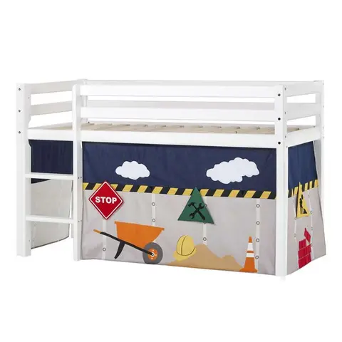 Hoppekids ECO Dream Halvhøj Seng m. CONSTRUCTION Forhæng fra Loukrudt