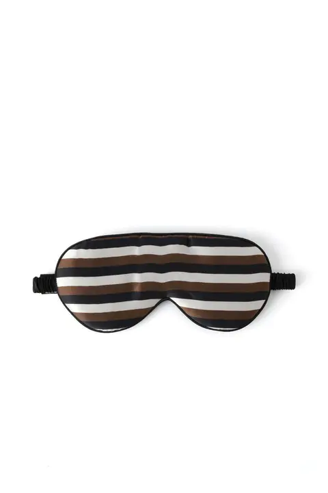 Mokka Strip sovemaske Black, cream, mocca stripes fra Bahne