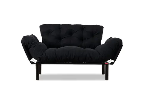 NORDVÄRK Nitta 2 pers. sovesofa sort mikrofiber stof og plast fra Boboonline.dk