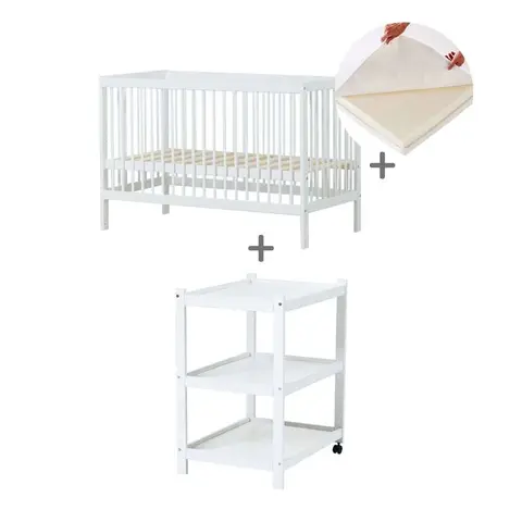 Hoppekids IDA-MARIE Bundle Babyseng m. Hørmadras og IDA-MARIE Puslebord fra Mammashop
