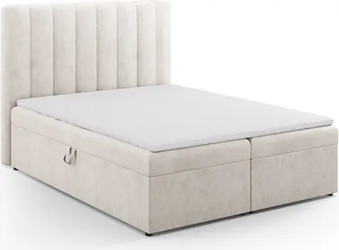 Seng Micadoni Kelp inkl. boxmadras, madras & topmadras gråbeige meleret med opbevaring fra Likehome.dk