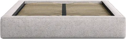 Sengeramme Micadoni Simon , beige meleret Puente strukturstof med opbevaring fra Likehome.dk