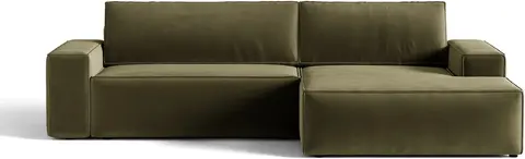 Sovesofa Micadoni Jodie chaiselong, grøn velour, højrevendt, seng , opbevaring fra Likehome.dk