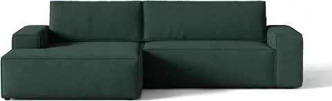 Sovesofa Micadoni Jodie med venstrevendt chaiselong, grøn strukturstof B246 cm, soveplads , opbevaring fra Likehome.dk
