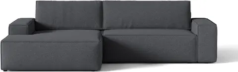 Sovesofa chaiselong Micadoni Jodie venstrevendt 3-person mørkegrå strukturstof sovefunktion opbevaring fra Likehome.dk