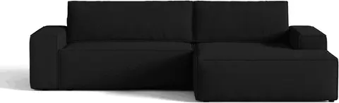 Sovesofa Micadoni Jodie højrevendt chaiselong 3-pers sort strukturstof med opbevaring og liggeflade fra Likehome.dk