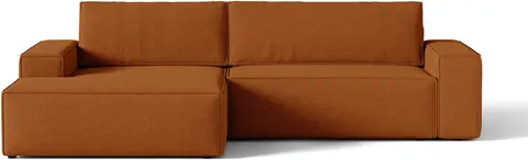 Sovesofa chaiselong Micadoni Jodie venstrevendt terrakotta strukturvævet stof soveplads opbevaring fra Likehome.dk