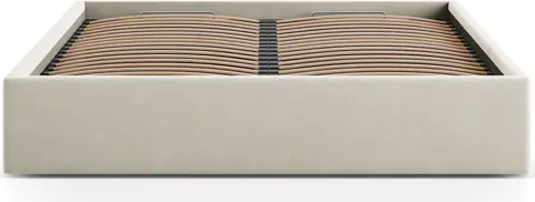 Sengeramme Micadoni Susan Bluvel 30-velour mørk beige lav profil med opbevaring fra Likehome.dk