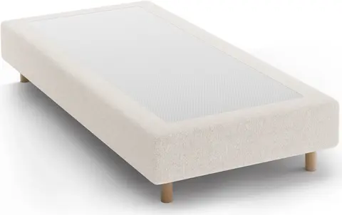Sengeramme Micadoni Whale lys beige chenille Eden 2 Pearl med naturfarvede bøgetræsben fra Likehome.dk