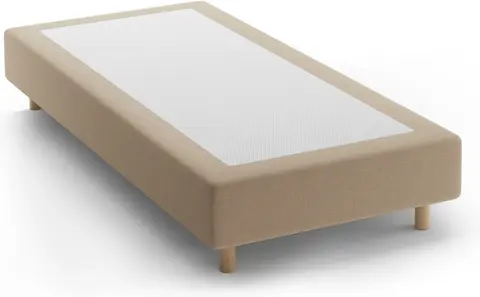 Sengeramme/sengestel Micadoni Whale beige strukturvævet BABEL TOFFEE, bøgetræsben, slidstærk Easy to Clean fra Likehome.dk