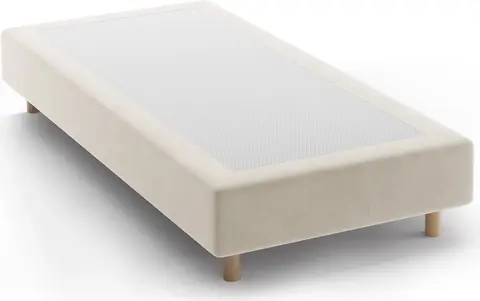 Sengeramme Micadoni Whale beige velour med naturfarvede bøgetræsben fra Likehome.dk