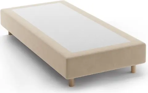 Sengeramme Micadoni Whale Paris Beige velour, hudfarvet med bøgetræsben fra Likehome.dk