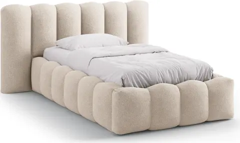 Sengeramme Micadoni Lupine beige bouclé med frontåbnet opbevaring gasløft fra Likehome.dk