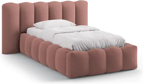 Sengeramme Micadoni Lupine mørk rosa Moly-chenille polstret hovedgærde 60 cm opbevaringsboks vandafvisende til madras fra Likehome.dk