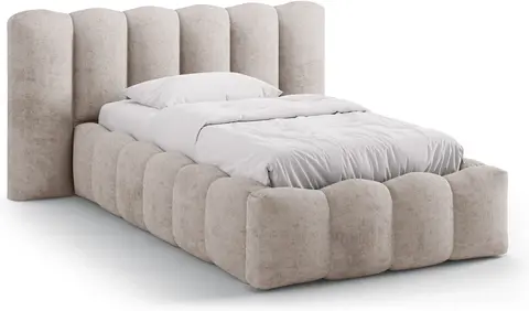 Sengeramme Micadoni Lupine polstret beige chenille med opbevaring og gaslift fra Likehome.dk