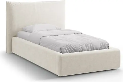 Sengeramme Micadoni Kaelle Lys beige chenille Polstret hovedgærde Opbevaring Lamelbund fra Likehome.dk