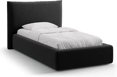 Sengeramme Micadoni Kaelle Sort velour polstret gavl opbevaringskasse med gasløft metalramme fra Likehome.dk