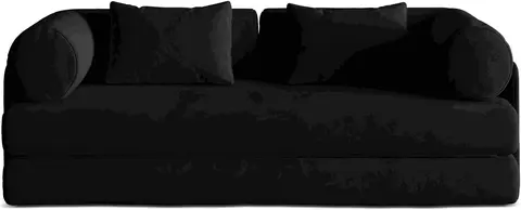 Sovesofa Micadoni Dreamy 3-personers sofa i sort velour med LiquidBlocked, soveplads fra Likehome.dk