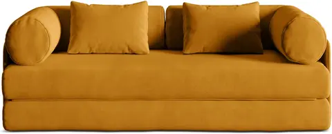 Sovesofa Micadoni Dreamy gul velour 3-pers, liggemål fra Likehome.dk