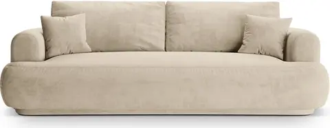 Sovesofa Micadoni Ella 3-personers, lys beige velour, udtræksseng , opbevaring fra Likehome.dk