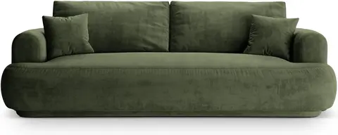 Sovesofa Micadoni Ella 3-personers, grøn velour, udtræksseng , opbevaring fra Likehome.dk