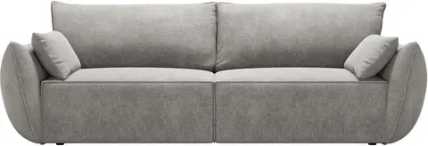Sovesofa Micadoni Kaelle 3-personers, lys grå chenille, opbevaring, seng fra Likehome.dk