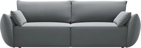 Sovesofa Micadoni Kaelle, 3-personers, grå velour, udtrækbar , opbevaring fra Likehome.dk