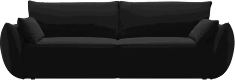 Sovesofa Micadoni Kaelle 3-personers, sort velour, opbevaring, soveplads fra Likehome.dk