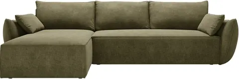 Sovesofa chaiselong Micadoni Kaelle venstrevendt, grøn chenille , soveplads , opbevaring fra Likehome.dk