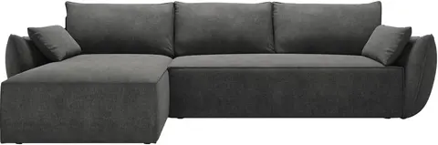Sovesofa chaiselong Micadoni Kaelle venstrevendt mørkegrå chenille soveplads fra Likehome.dk