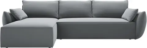 Sovesofa Micadoni Kaelle venstrevendt chaiselong, grå velour, udtræksseng , opbevaring fra Likehome.dk