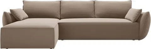 Sovesofa chaiselong Micadoni Kaelle venstrevendt, velour cappuccino B252×D165 cm, soveplads , opbevaring fra Likehome.dk