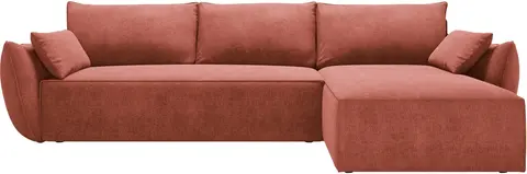 Sovesofa Micadoni Kaelle chaiselong højrevendt, terrakotta chenille, liggemål , opbevaring fra Likehome.dk