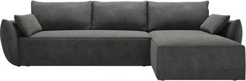 Sovesofa Micadoni Kaelle chaiselong, højrevendt, mørkegrå chenille, soveflade , opbevaring fra Likehome.dk
