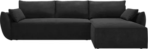 Sovesofa chaiselong Micadoni Kaelle højrevendt sort chenille B252 D165 soveplads med opbevaring fra Likehome.dk
