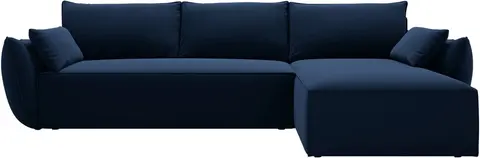 Sovesofa chaiselong Micadoni Kaelle højrevendt kongeblå velour med opbevaring & soveplads fra Likehome.dk