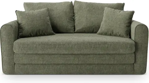 Sovesofa Micadoni Lido 2-personers sovesofa i olivengrønt Baltimore strukturstof, liggemål fra Likehome.dk