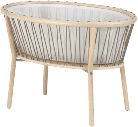 Mosekurv Kave Home Leonela nordisk børnevugge i natur asketræ L97xB62xH66 cm med skummadras fra Likehome.dk