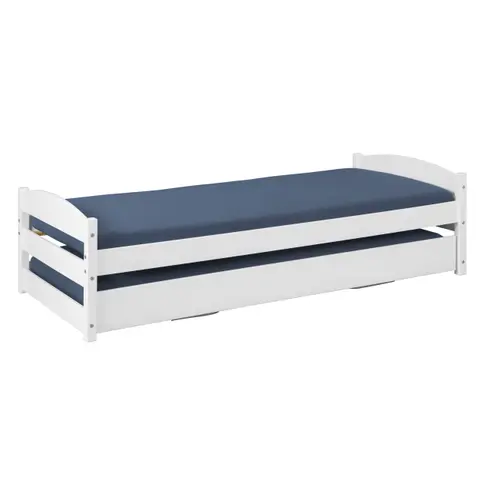 NORDIC LIVING COLLECTION Dreamy Double 2-i-1 sengeramme, m. lamelbund og ekstra soveplads hvid træ fra Boboonline.dk