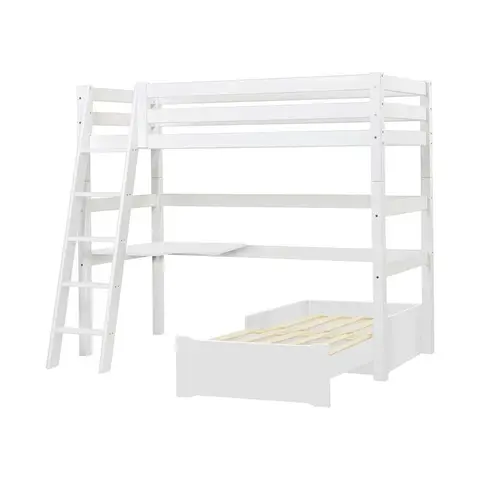 Hoppekids ECO Luxury MEGA Seng m. Lounge Modul og Bordplade Skrå Stige fra Mammashop